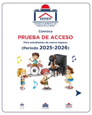 Pruebas de Acceso para nuevo ingreso, Escuela Elemental de Música Elila Mena (EEMEM) 2025-2026